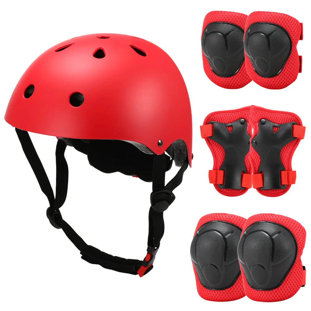 Kids 7 in 1, Helmet and Pads Set, Adjustable, Knee Pads Elbow Pads Wrist Guards for Scooter, Skateboard, Roller Skating, Cycling
