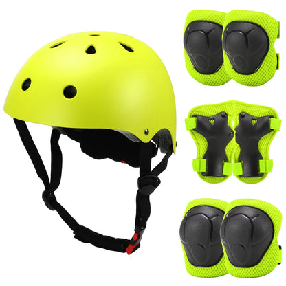 Kids 7 in 1, Helmet and Pads Set, Adjustable, Knee Pads Elbow Pads Wrist Guards for Scooter, Skateboard, Roller Skating, Cycling
