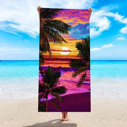 Beach Tropical Printed Design Towel, Quick Drying Absorbent
