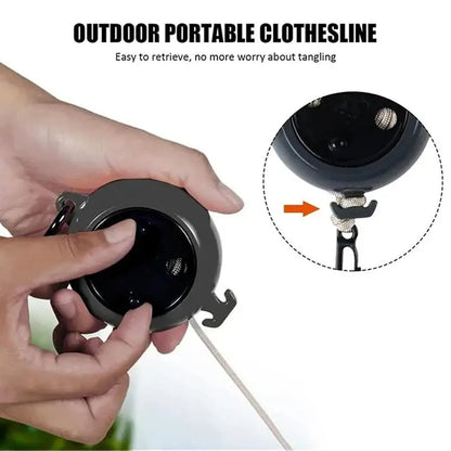 Outdoor Retractable Clothesline Adjustable 32ft/10M Camping Clothesline Portable Clothes Drying Rack Windproof Washing Line Rope