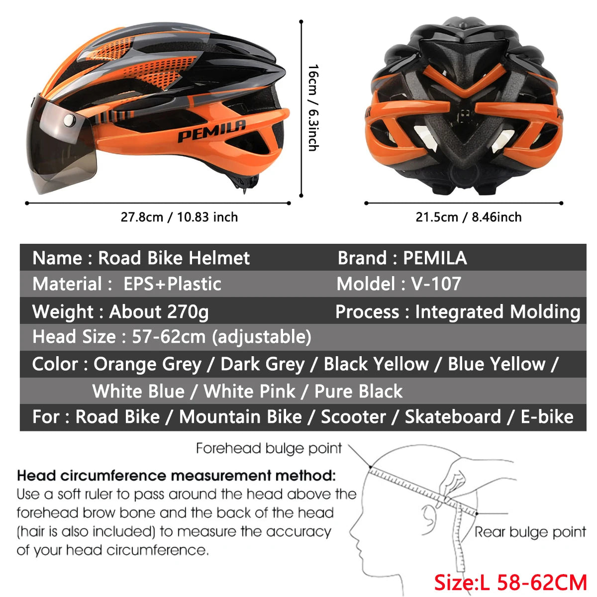 Cycling Helmet Goggle E-bike Helmet, Road Mountain Bike Helmet, Lens For Riding Bicycle, Skateboard, Scooter