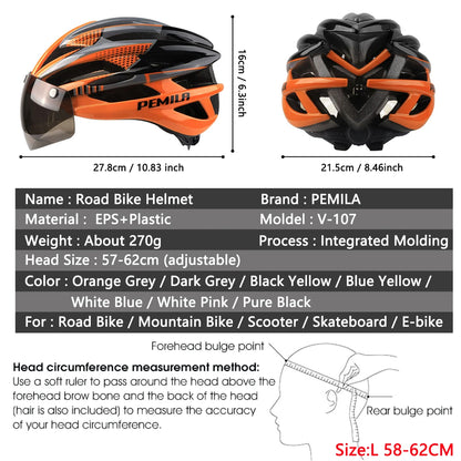 Cycling Helmet Goggle E-bike Helmet, Road Mountain Bike Helmet, Lens For Riding Bicycle, Skateboard, Scooter