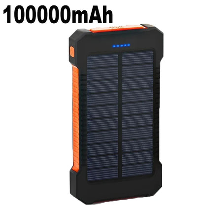 200000mAh Large Capacity Solar Power Bank Portable W/ Lanyard Compass External Battery Outdoor Charging Powerbank For Xiaomi