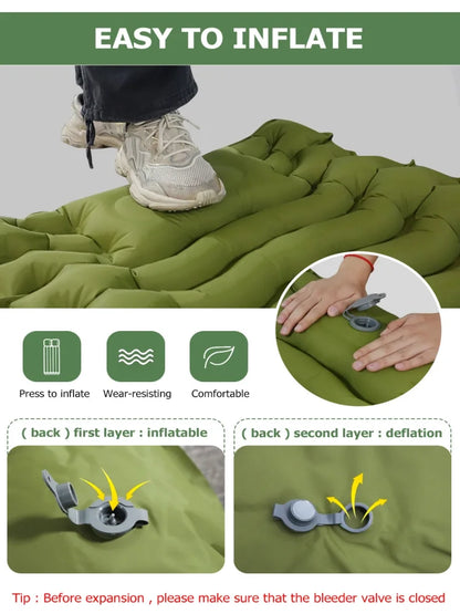 Outdoor camping air mattress Thickened ultra-light sleeping mattress Built-in pillows and pump air cushions for travel climbing