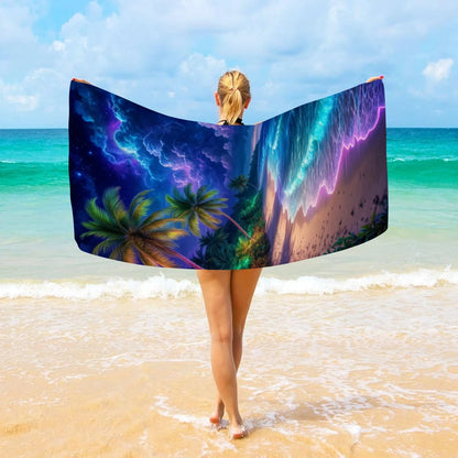 Beach Tropical Printed Design Towel, Quick Drying Absorbent