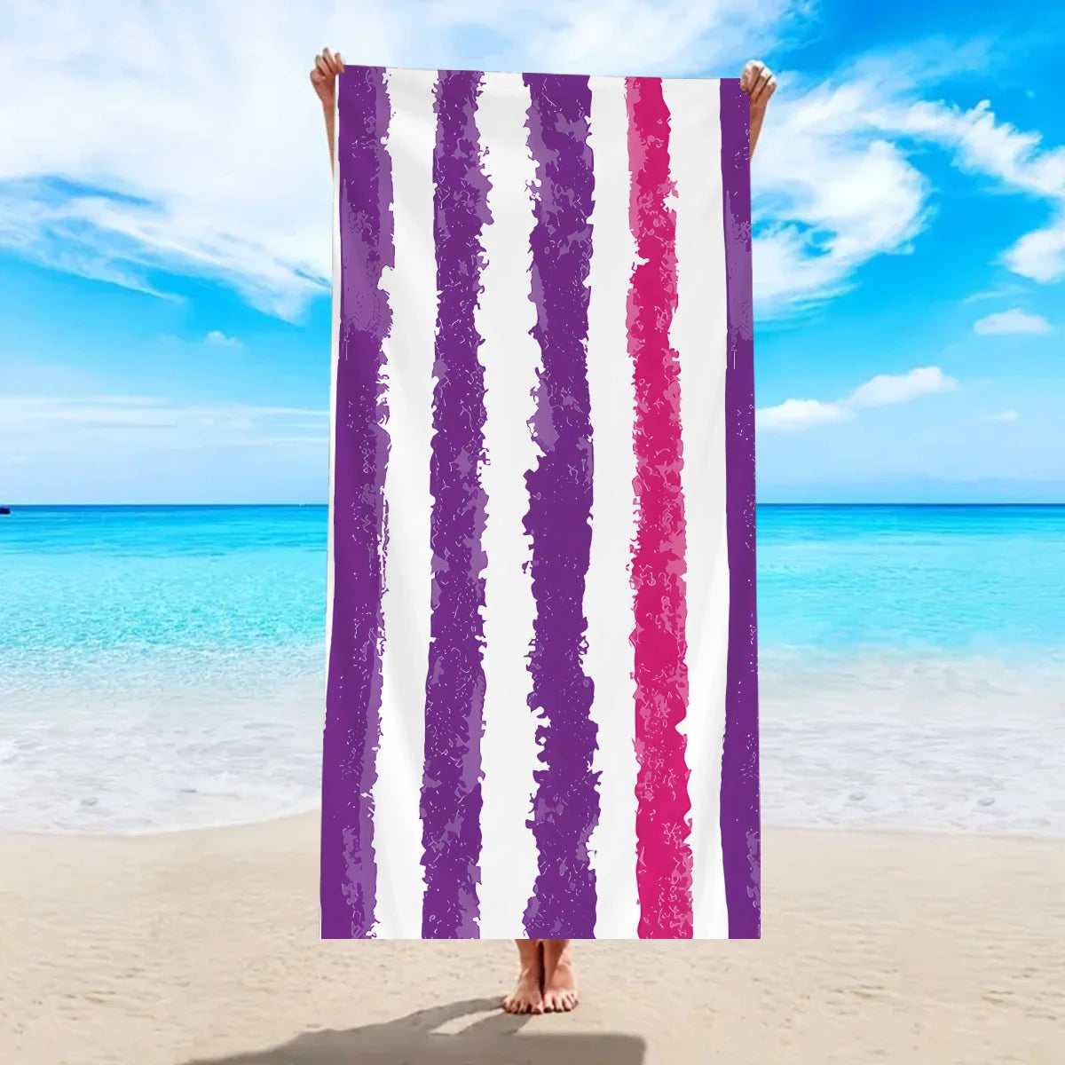 Fashionable Colorful Striped Beach Towel, Quick Drying Absorbent