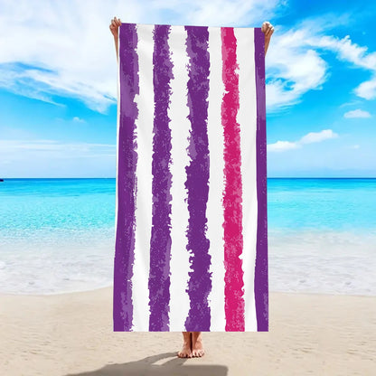 Fashionable Colorful Striped Beach Towel, Quick Drying Absorbent