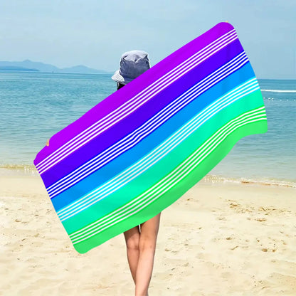 Fashionable Colorful Striped Beach Towel, Quick Drying Absorbent