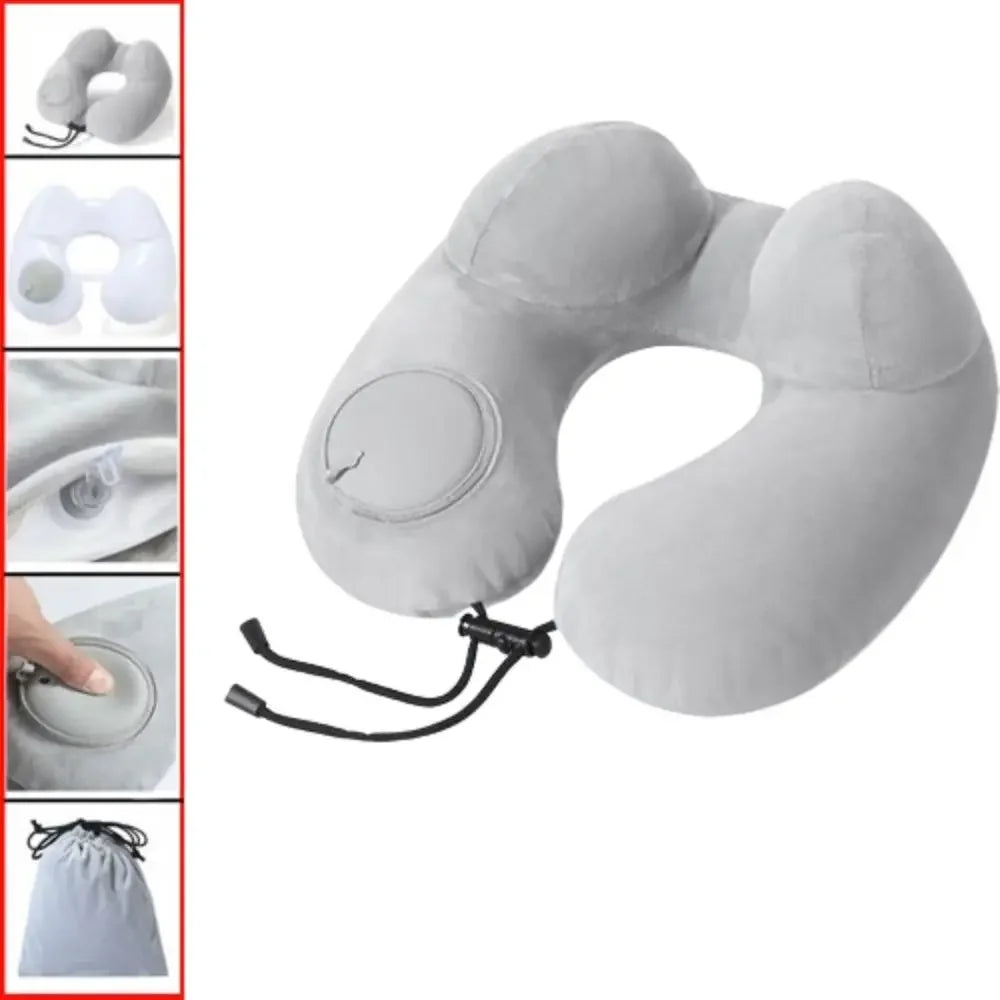 U-Shaped Comfortable Self-inflating Air Pillow Neck Support Inflatable Airplane Travel Neck Pillow Inflatable Sleeping Pillow