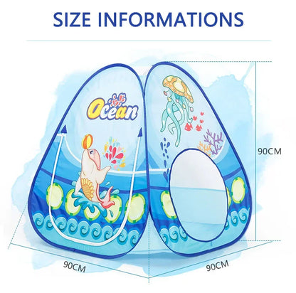 Small Children Foldable Tent with Tunnel and Balls Pit, Baby Play House