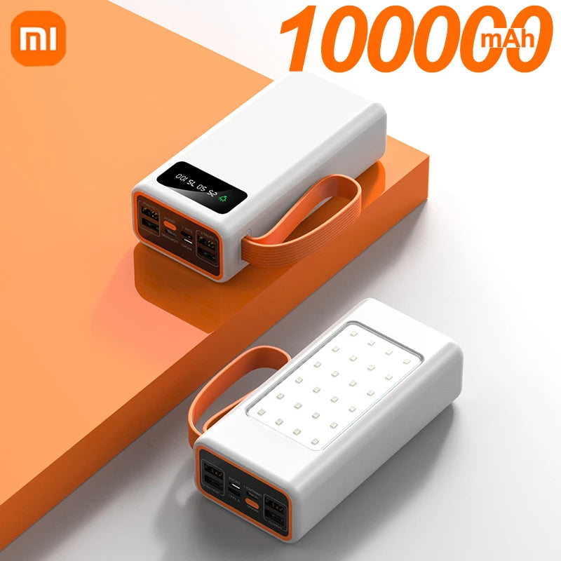 Xiaomi 100000mAh Solar Panel Power Bank Fast charging Comes with Four Wire External Battery Pack with Flashlight For Outdoors ﻿