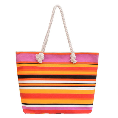 Women's Summer Beach Tote, Printed Canvas Shopping Bag