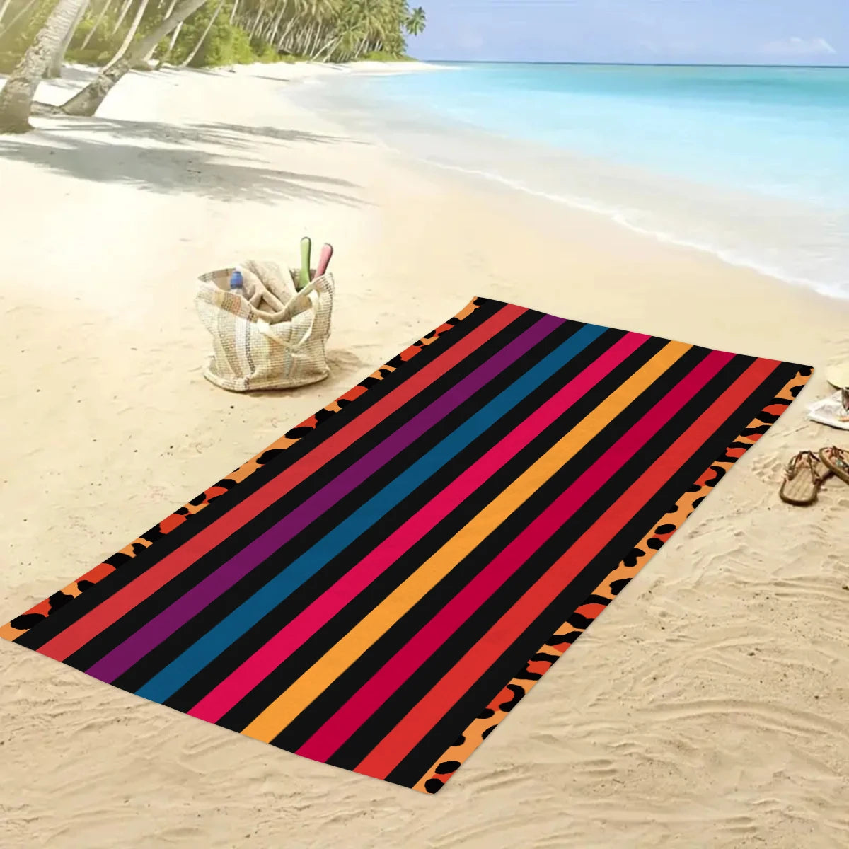 Fashionable Colorful Striped Beach Towel, Quick Drying Absorbent