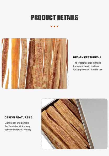 1box Fatwood Fire Starter Stick Outdoor Fire-making Tools Natural Firestarting Wood Sticks for Camping Hiking Emergency Survival