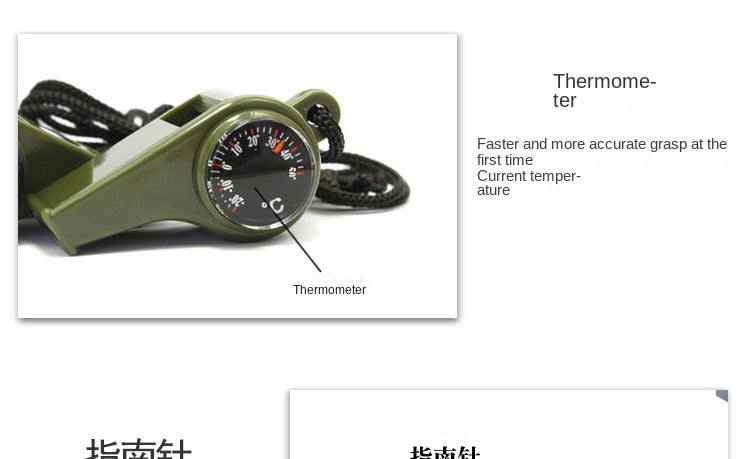 ABS Emergency Survival Whistle with Thermometer and Compass, 3 in 1, High Decibel, Portable, Outdoor