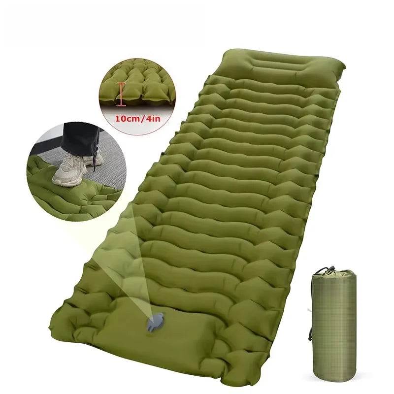 Outdoor camping air mattress Thickened ultra-light sleeping mattress Built-in pillows and pump air cushions for travel climbing