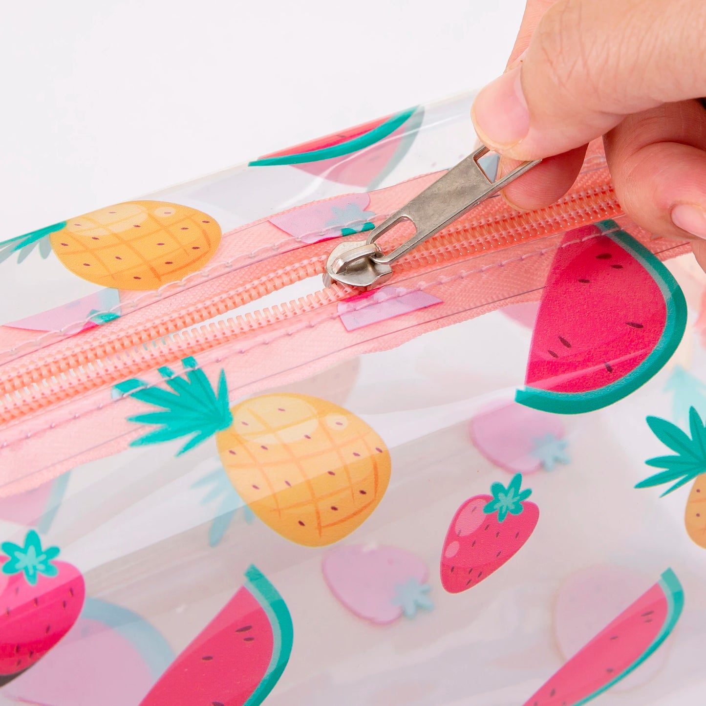Summer Cute Waterproof Clear printing Cosmetics Bag PVC Zippered Toiletry Carry Pouch  for  Beach Swimming Travel