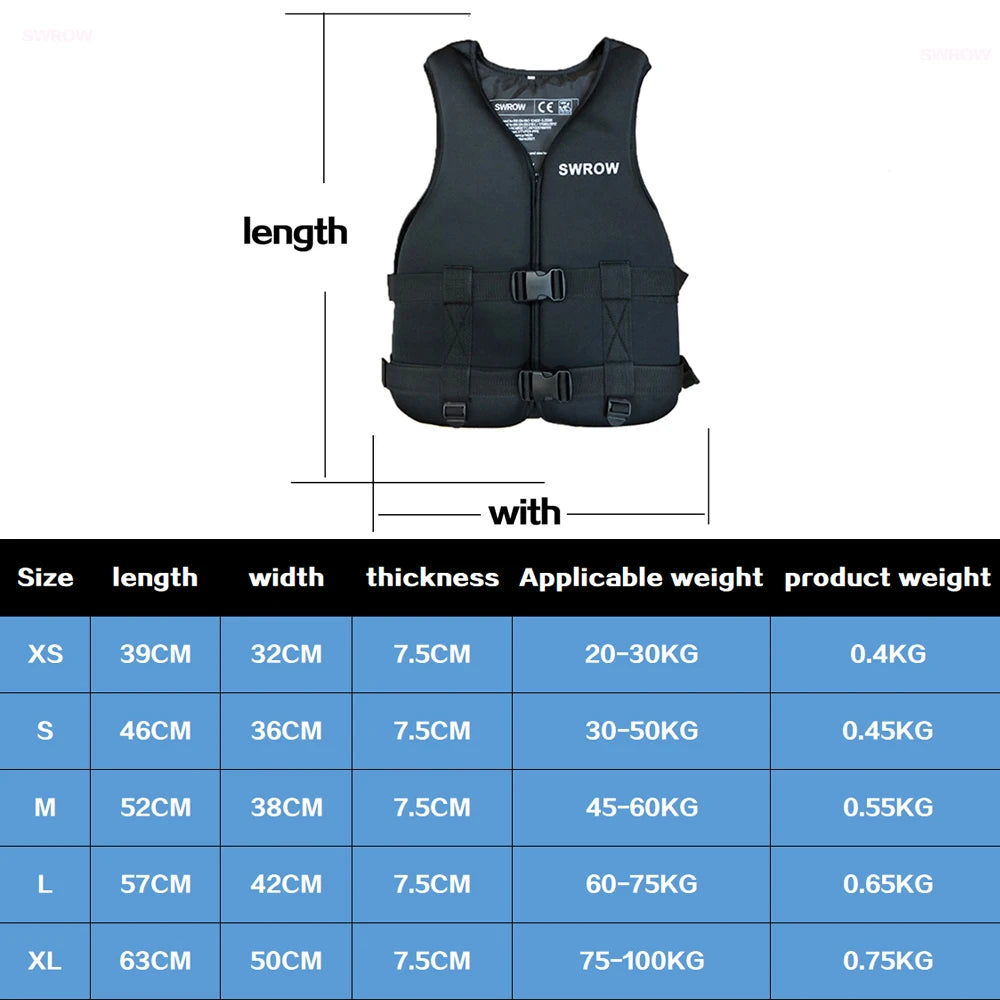 Water Sports Neoprene Life Jacket, for Children and Adults
