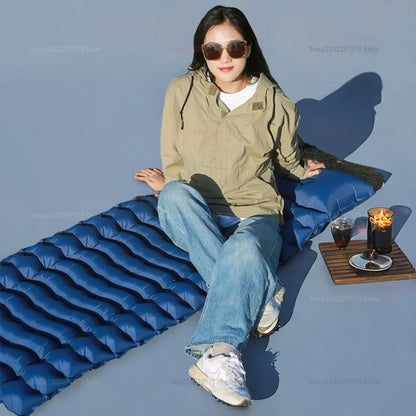Outdoor camping mattress with built-in pump Ultralight thickened sleeping pad inflatable pillow for hiking picnic trips