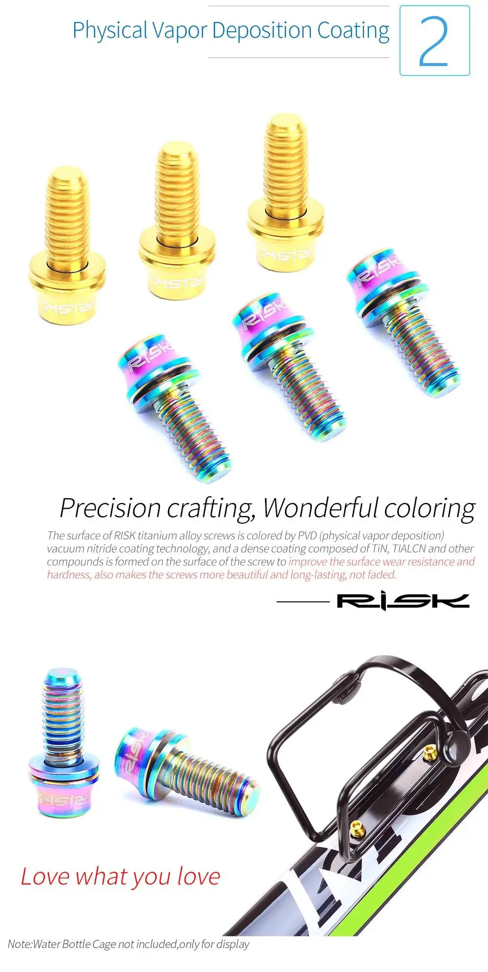 M5x12mm Titanium Alloy Bike Bottle Holder Screw Bicycle Water Bottle Cage Bolts Mountain Road Bike Accessories