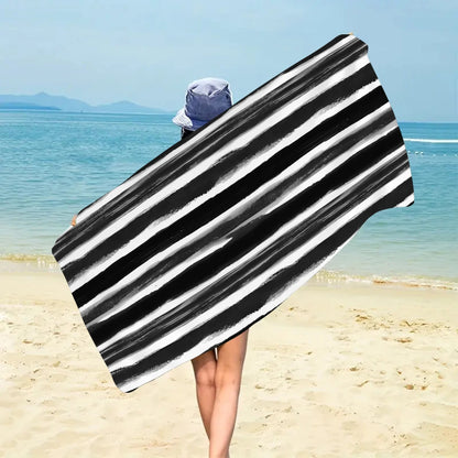 Fashionable Colorful Striped Beach Towel, Quick Drying Absorbent