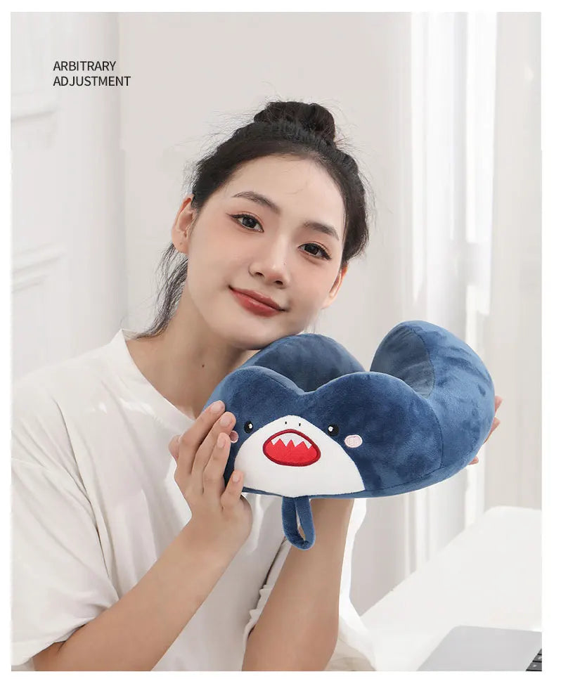 Soft, Fluffy U Shape Travel Neck Pillow, For Airplane, Train, Car & Home Use