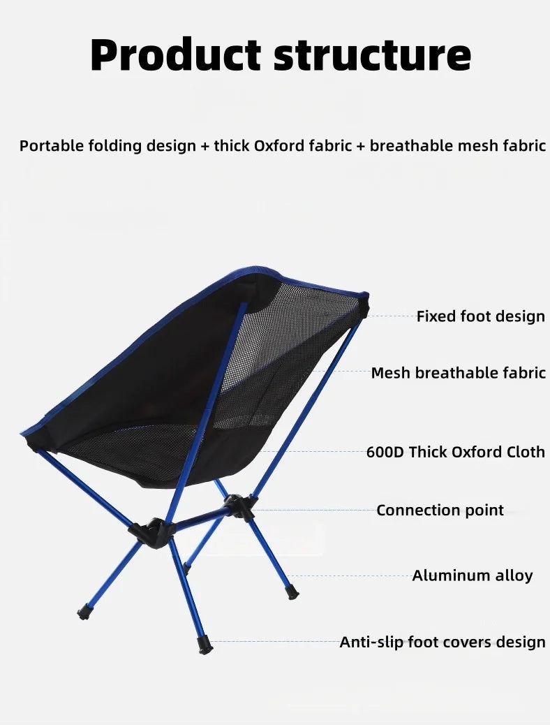 Foldable Outdoor Chair Collapsible Camping Chair Portable Folding for Beach Picnic Seat Folding Chair for Fishing BBQ Hiking
