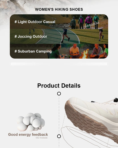 Baasploa Women Hiking Shoes Fashion Comfort Rubber Sole Non-Slip Wear-Resistant Sport Shoes Female Breathable Outdoor Sneakers