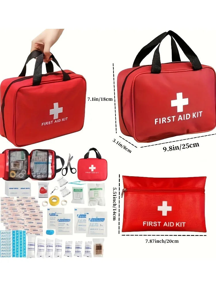 Comprehensive First Aid Kit Bundle for Home, Car, Camping, Hiking - Essential Emergency Preparedness Gear with Multiple Componen