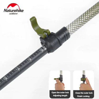 Naturehike 3-Section Trekking Pole 3K Carbon Fiber Ultralight Adjustable EVA Walking Stick Outdoor Hiking Telescopic Pole EXT1
