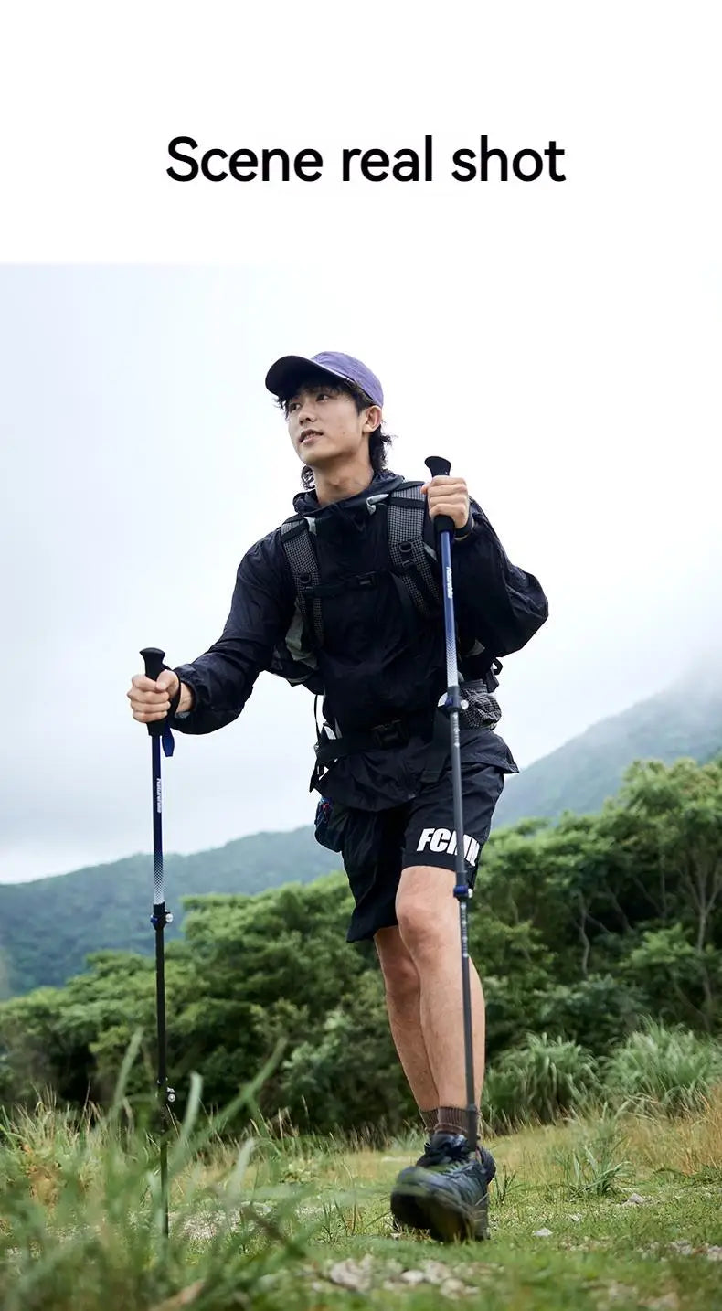 Naturehike 3-Section Trekking Pole 3K Carbon Fiber Ultralight Adjustable EVA Walking Stick Outdoor Hiking Telescopic Pole EXT1