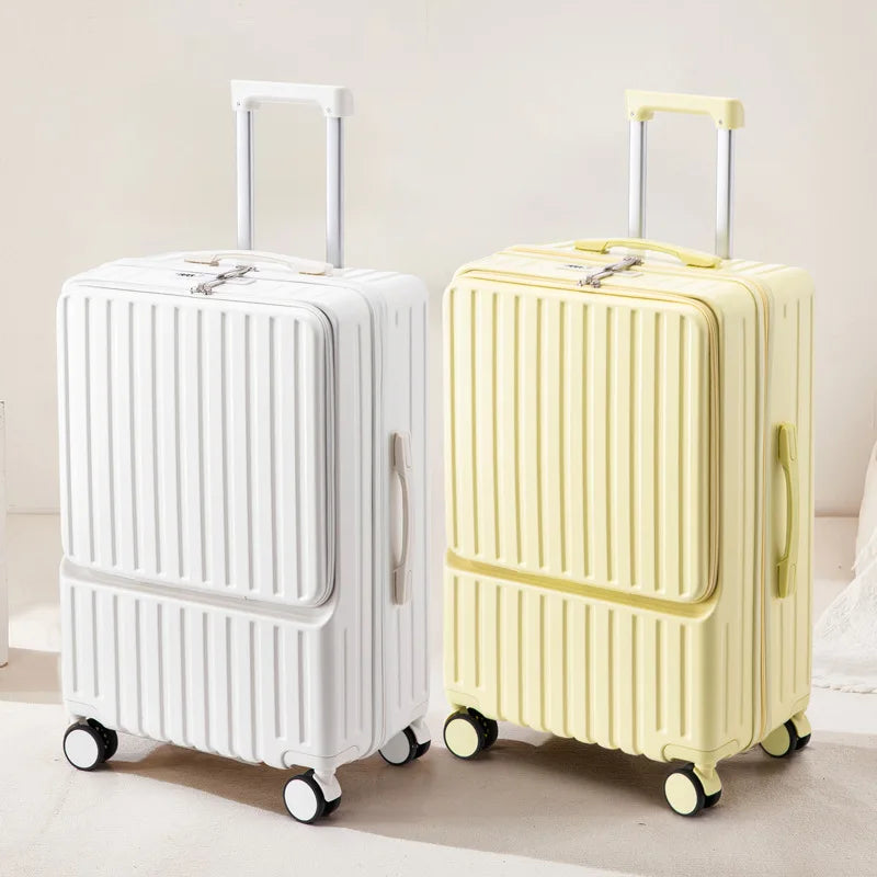 Luggage Large Capacity Trolley Case Universal Wheel Handheld Travel Suitcase Front Open Boarding Box Usb Charging Trolley Case