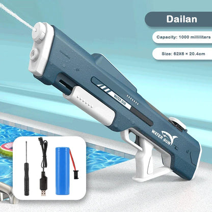 Powerful 1000ML Electric Water Gun Toy Automatic High Pressure Bursts Water Pistol Play Summer Outdoor Pool Toy for Boys Adults