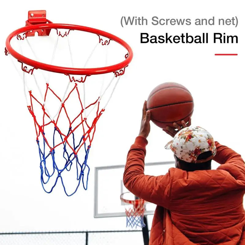 Indoor/Outdoor Wall Mounted Basketball Hoop with Net - Durable and Versatile Basketball Equipment