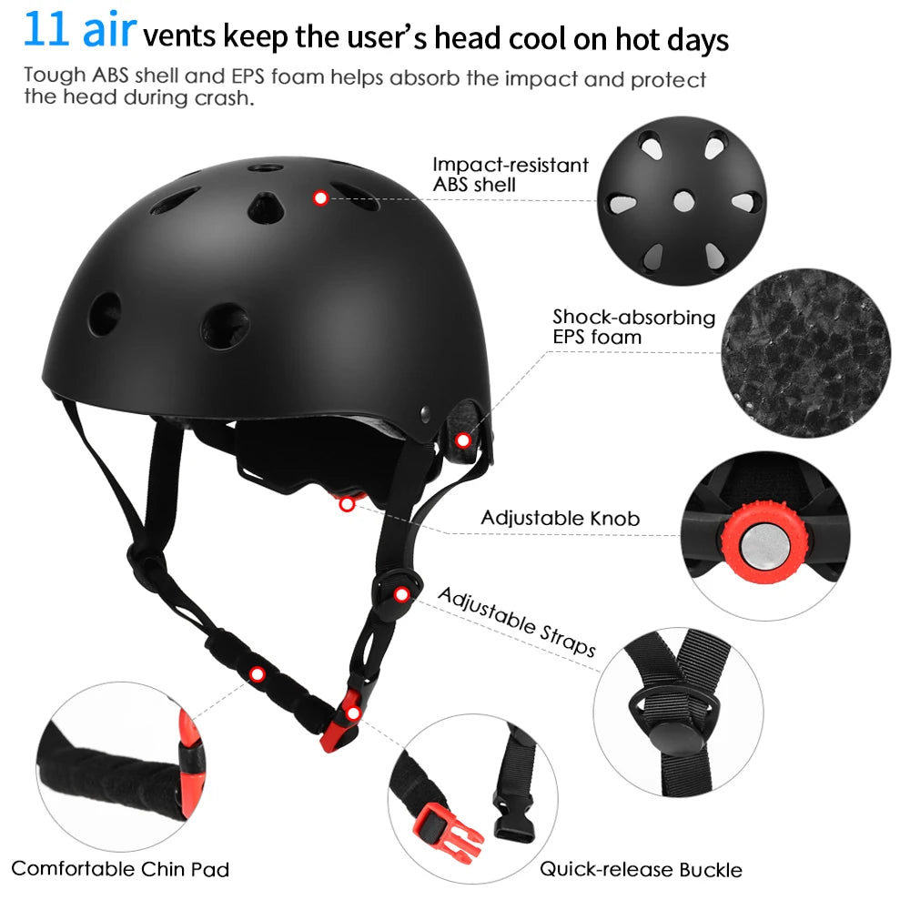 Kids 7 in 1, Helmet and Pads Set, Adjustable, Knee Pads Elbow Pads Wrist Guards for Scooter, Skateboard, Roller Skating, Cycling