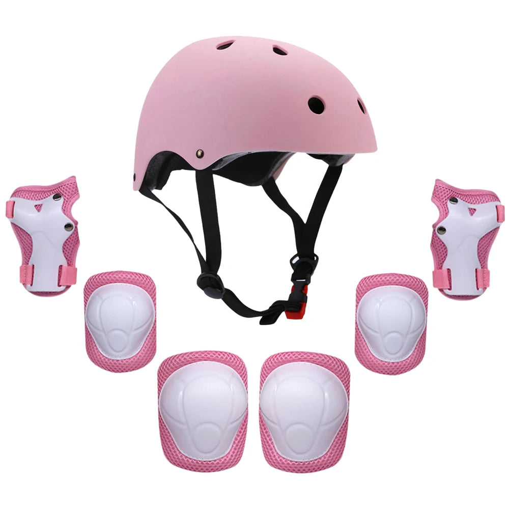 Kids 7 in 1, Helmet and Pads Set, Adjustable, Knee Pads Elbow Pads Wrist Guards for Scooter, Skateboard, Roller Skating, Cycling
