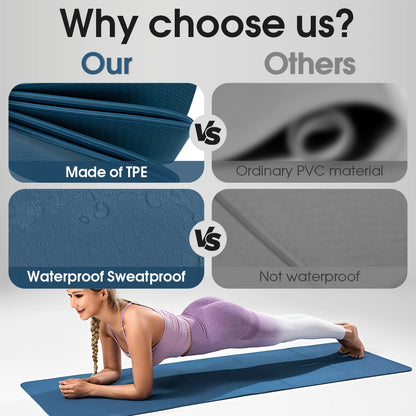 TPE Yoga Mat, Meditation Pad Anti-Slip, Foldable Pilates / Gymnastics Mat, Shock-Absorbing, Easy Clean Sports Equipment