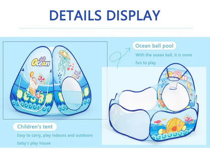 Small Children Foldable Tent with Tunnel and Balls Pit, Baby Play House