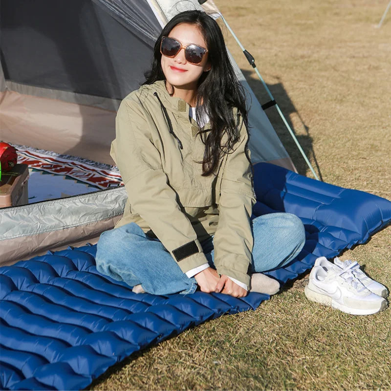 Outdoor camping air mattress Thickened ultra-light sleeping mattress Built-in pillows and pump air cushions for travel climbing