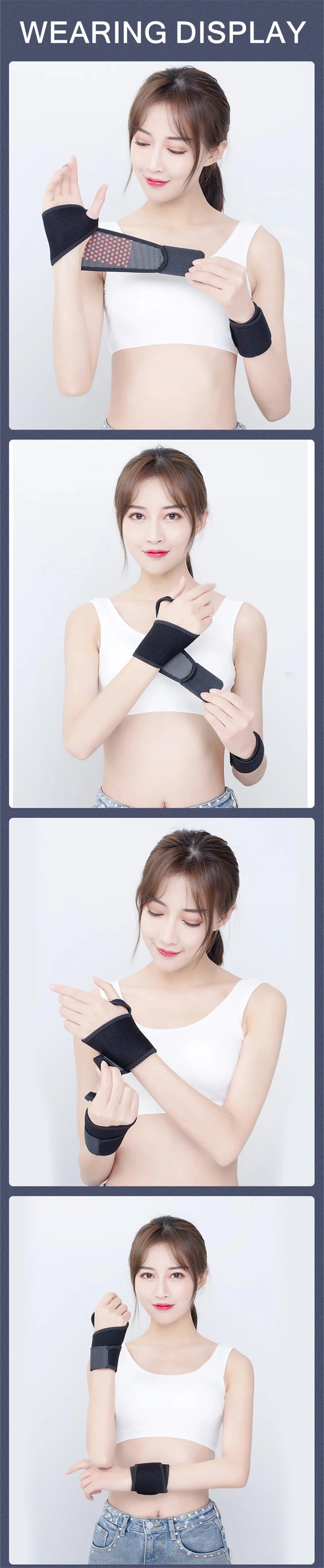 Self-Heating Wrist Band Magnetic Therapy Support Brace Wrap Heated Hand Warmer Compression Pain Relief Wristband Sanitizer Belt