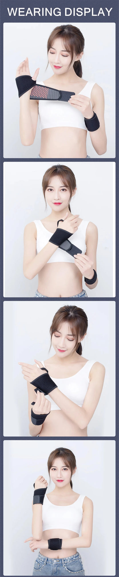 Self-Heating Wrist Band Magnetic Therapy Support Brace Wrap Heated Hand Warmer Compression Pain Relief Wristband Sanitizer Belt