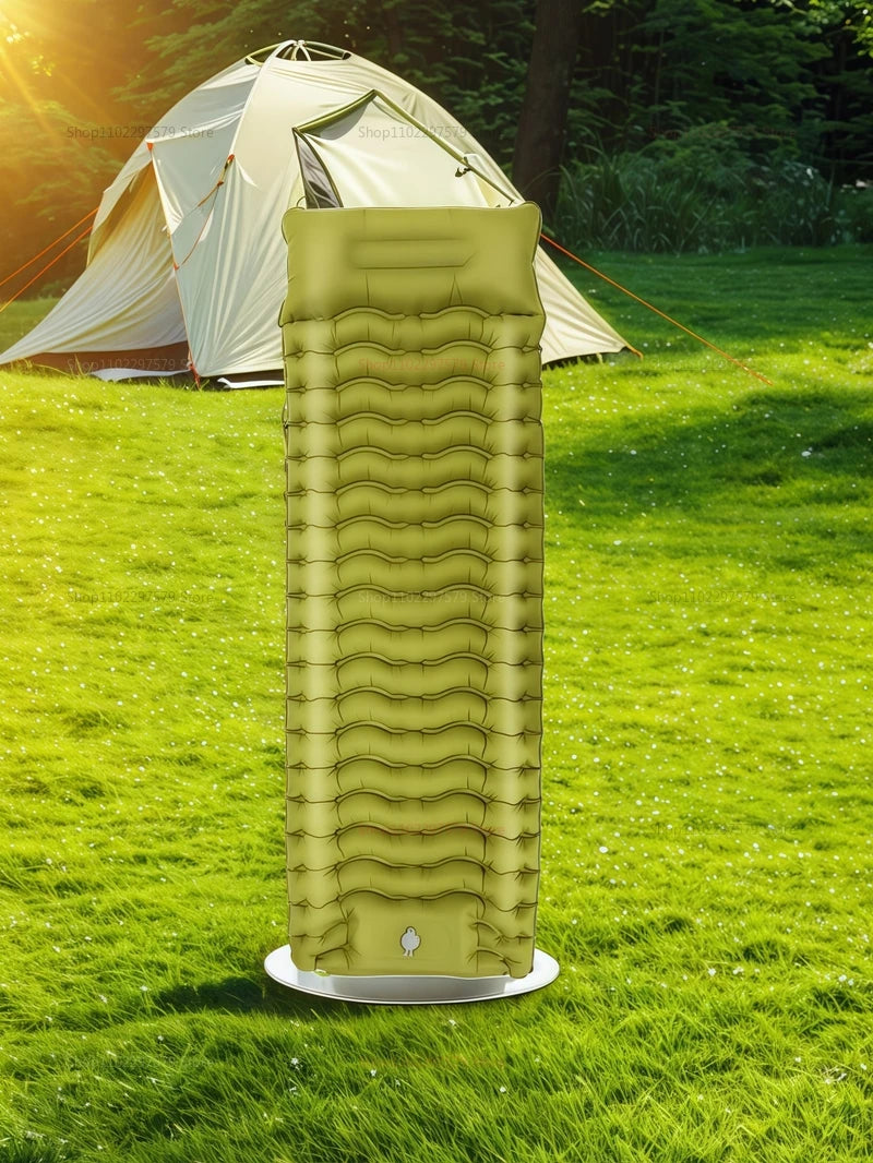 Outdoor camping mattress with built-in pump Ultralight thickened sleeping pad inflatable pillow for hiking picnic trips