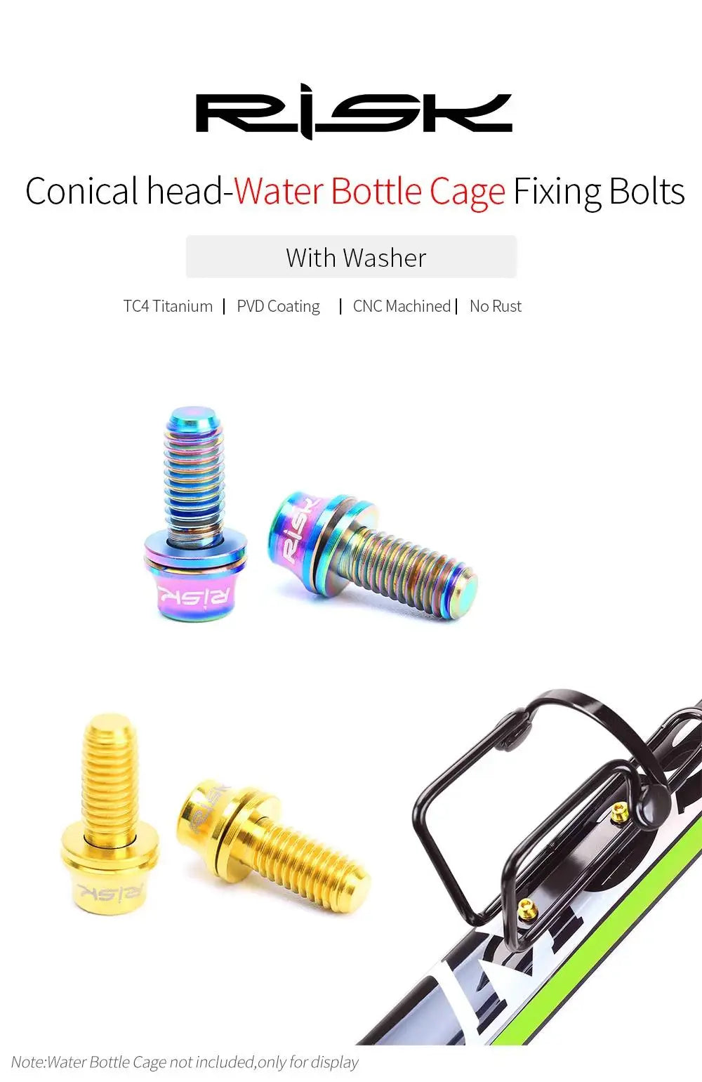 M5x12mm Titanium Alloy Bike Bottle Holder Screw Bicycle Water Bottle Cage Bolts Mountain Road Bike Accessories