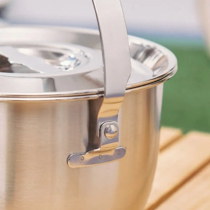 Stainless Steel Outdoor Camping Pot with Handle and Lid 17-26cm Hanging Camping Cookware Durable Multifunctional