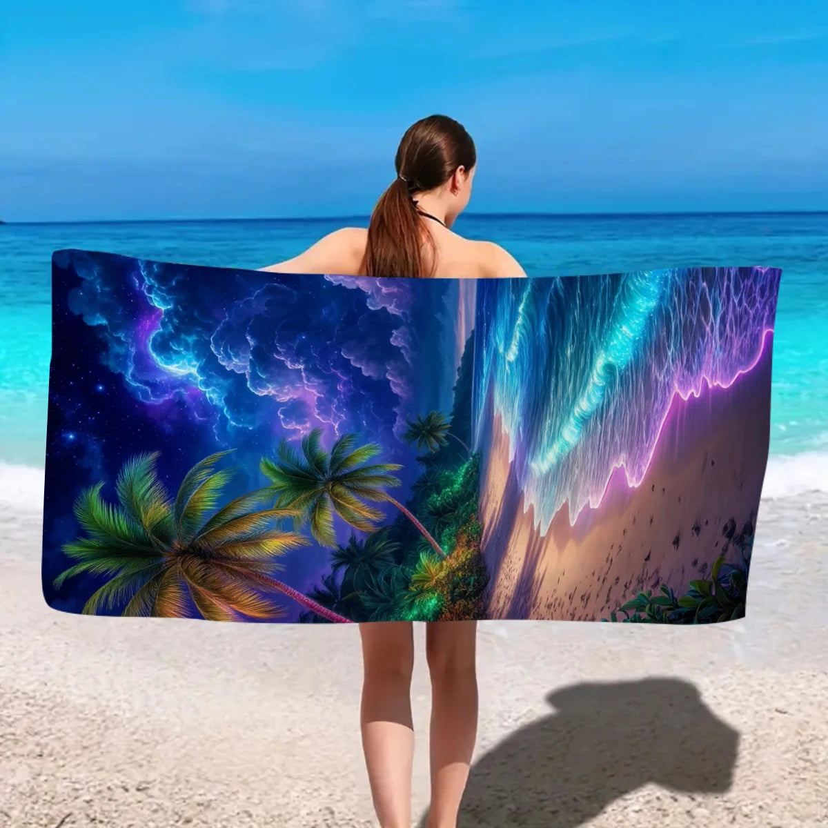 Beach Tropical Printed Design Towel, Quick Drying Absorbent