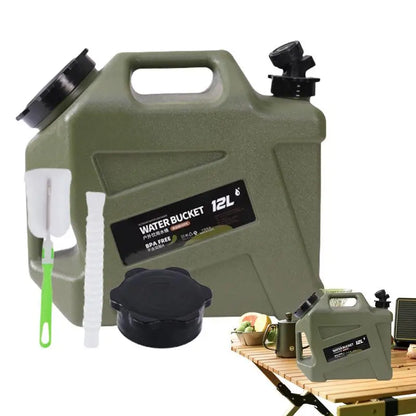 Camping Water Bucket With Faucet 12L Water Containers Portable Leakproof 2 Carry Handles Water Storage Tank Camping Accessories