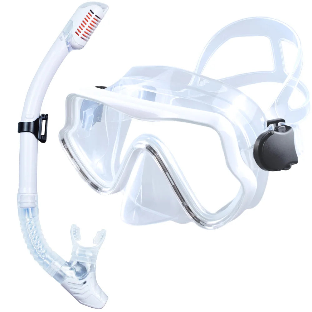 Scuba Diving Mask, Snorkel Set For Adults, Tempered Glass Professional Panoramic Snorkeling Gear, Swimming & Snorkeling Training Set