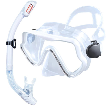 Scuba Diving Mask, Snorkel Set For Adults, Tempered Glass Professional Panoramic Snorkeling Gear, Swimming & Snorkeling Training Set