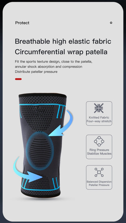 1 PCS Compression Knee Support,  Elastic Breathable Nylon Knee Pad Brace for Gym, Basketball, Volleyball, Running