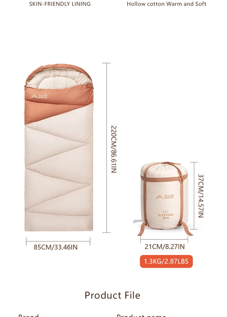 BISINNA Camping Sleeping Bag Ultralight 4 Season Warm Envelope Backpacking Cotton Sleeping Bag for Outdoor Traveling Hiking